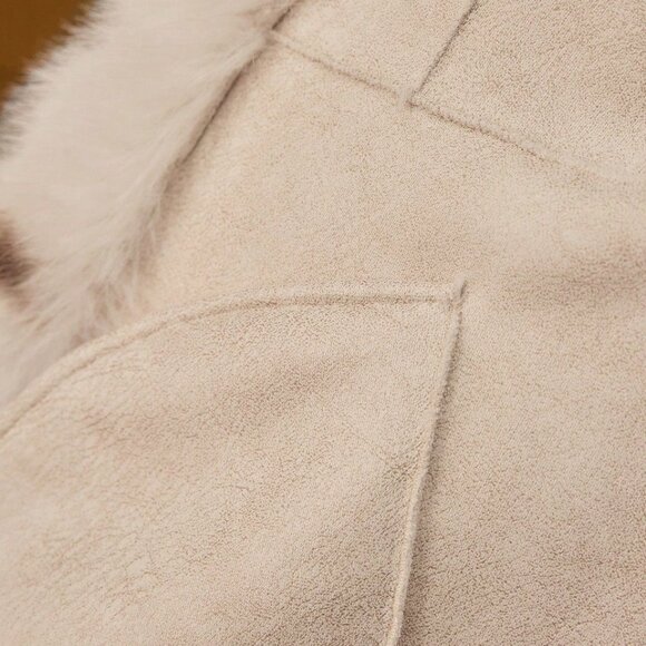 Elegant Women's Colorblock animal print details on ths Belted Faux Fur Coat - Picture 7 of 7